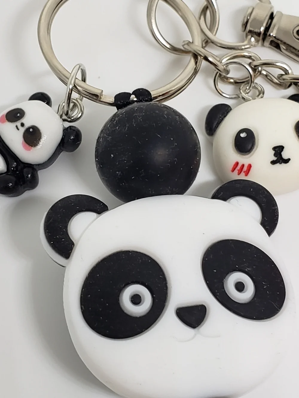Handmade Silicone Focal Beaded Kawaii Strawberry Panda Keychain